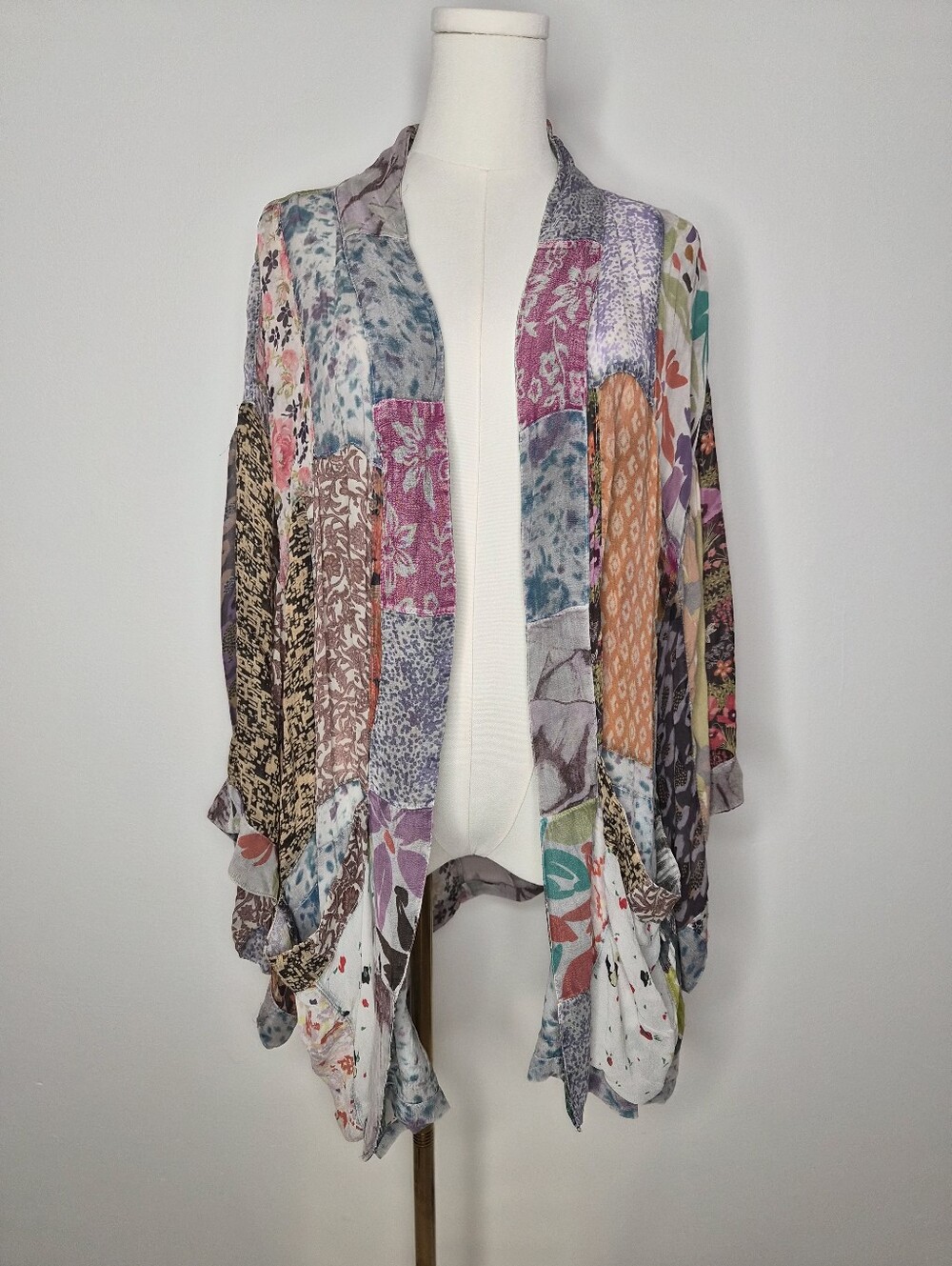 Young Threads Patchwork Kimono Jacket Boho Floral Open Front Cardigan XL